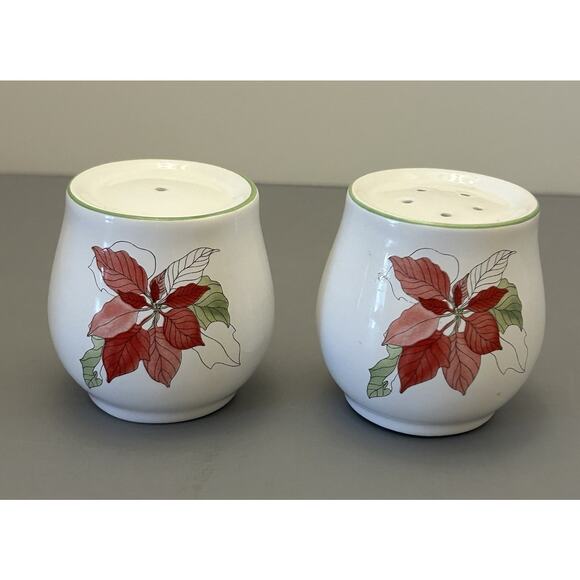 Block Bernarda Portugal Poinsettia Mary Lou Goertzen Salt And Pepper Shakers VTG - Picture 1 of 8